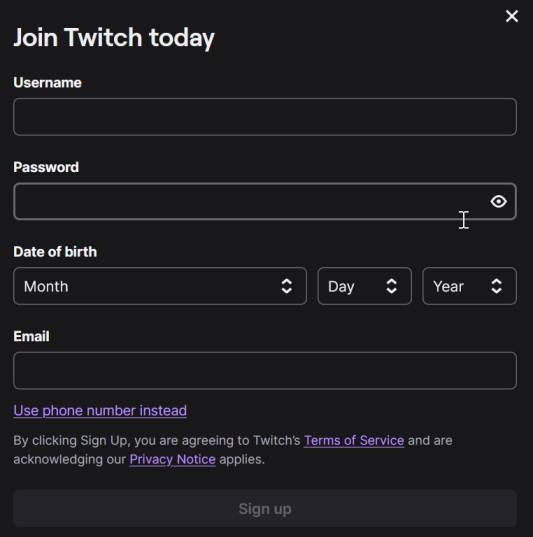 Creating a Twitch Account