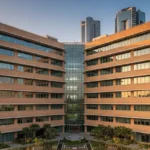 ITC Green Centre Gurgaon - India’s first LEED Platinum certified corporate green building featuring an L-shaped design and sustainable central atrium.