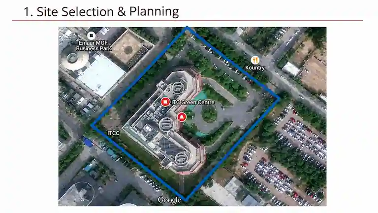 Aerial map view of the ITC Green Centre site.