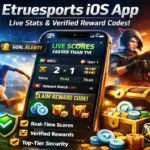 Etruesports iOS App showing real-time sports and esports scores with verified reward codes on iPhone