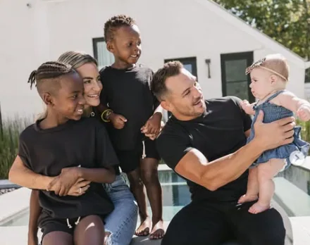 Dr. Brie Willett and husband Michael Chandler with their three children, Hap, Ace, and baby Dru Miller.