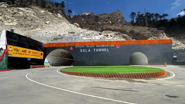 Main entrance portal of the BRO Sela Tunnel at 13,000 feet, a key milestone covering the Dawki to Tawang distance.