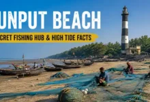 Fishermen repairing nets on Junput Beach near the Dariapur Lighthouse, West Bengal.