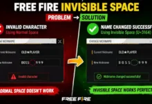 Free Fire invisible space name change error vs success guide