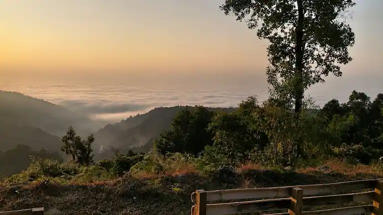Cloud-filled valley view in offbeat places near Mirik.